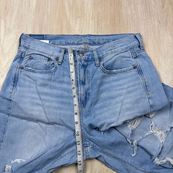 American Eagle Skater Jean Light Wash Denim Distressed Blowout Destroyed Jeans 4 - Picture 12 of 15